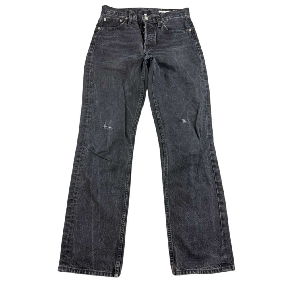 NOEND Jeans Women 26 Relaxed Fit Straight Leg Faded Black 100%‎ Cotton Made USA